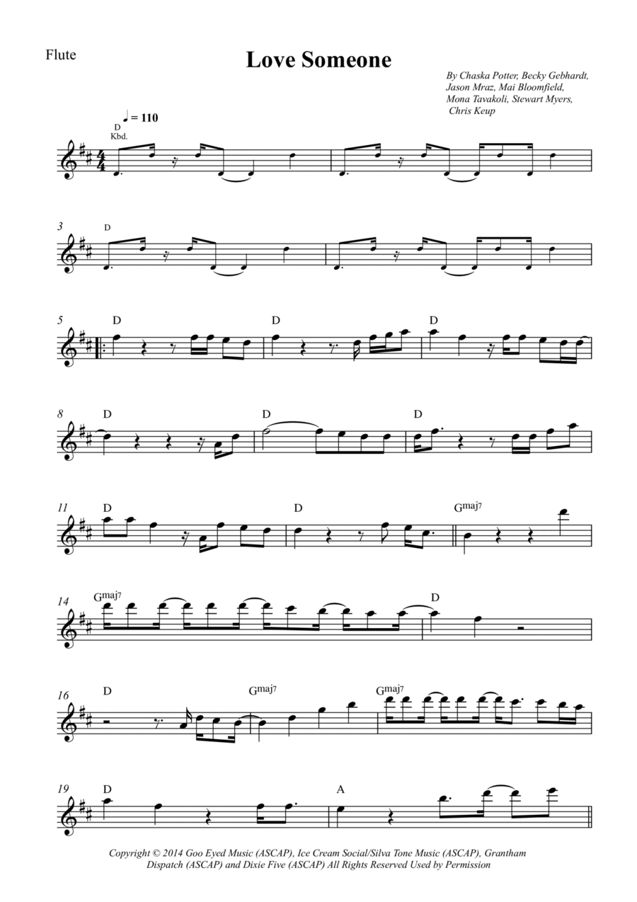 Love Someone Flute Solo scores gallery preview page 1