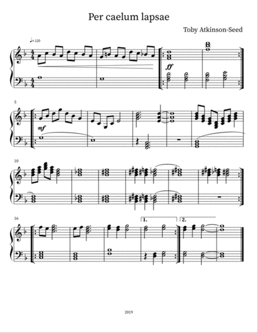 Per caelum lapsae Per caelum lapsae Piano Solo scores gallery preview page 1