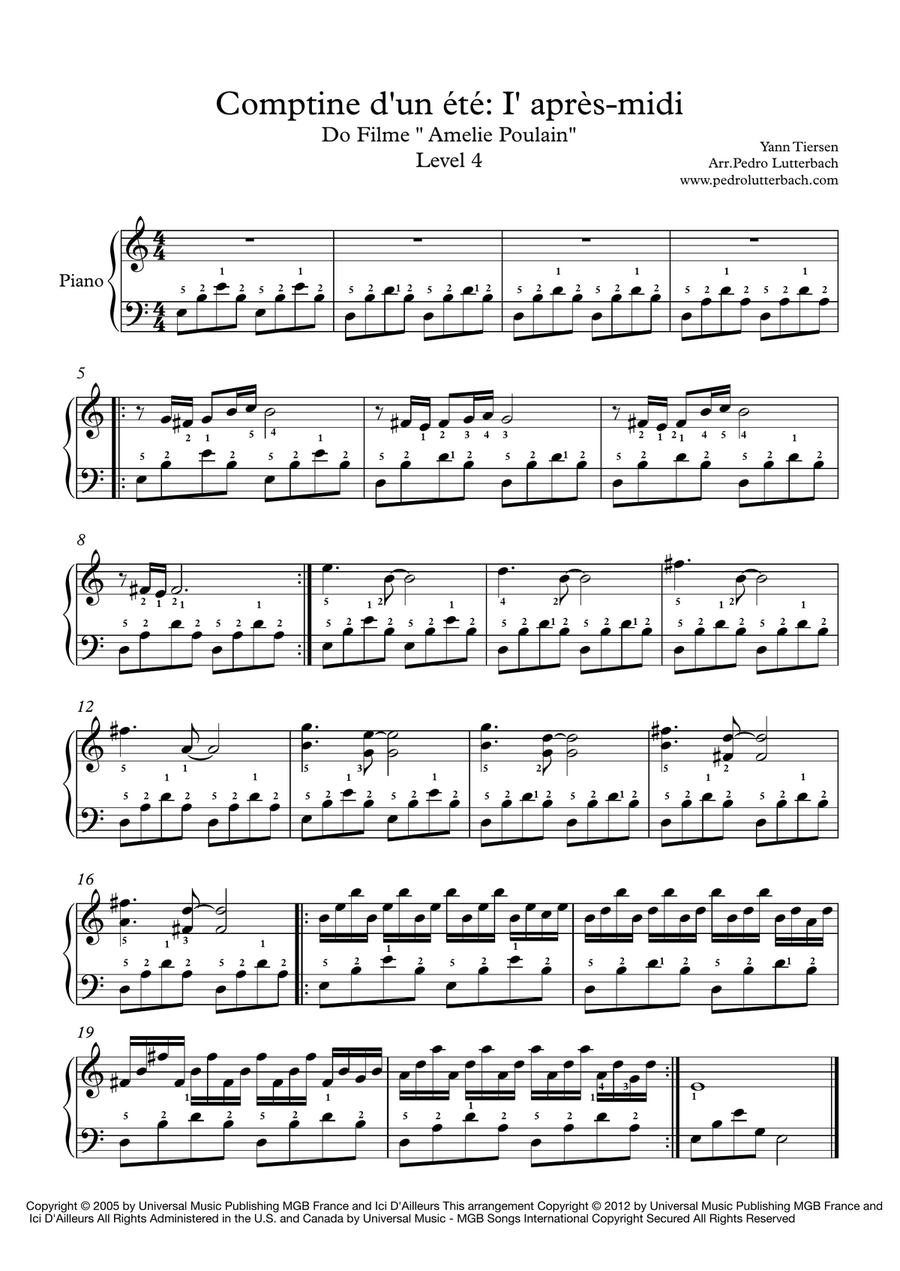 Comptine D'un Autre Été: L'après-midi Piano Solo scores gallery preview page 1