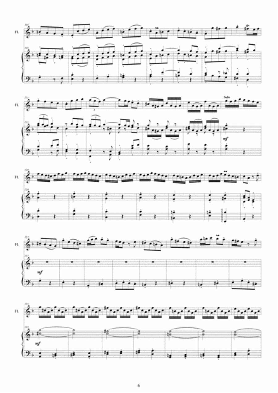Sammartini - Concerto in F major for Flute and Piano Flute Solo scores gallery preview page 6