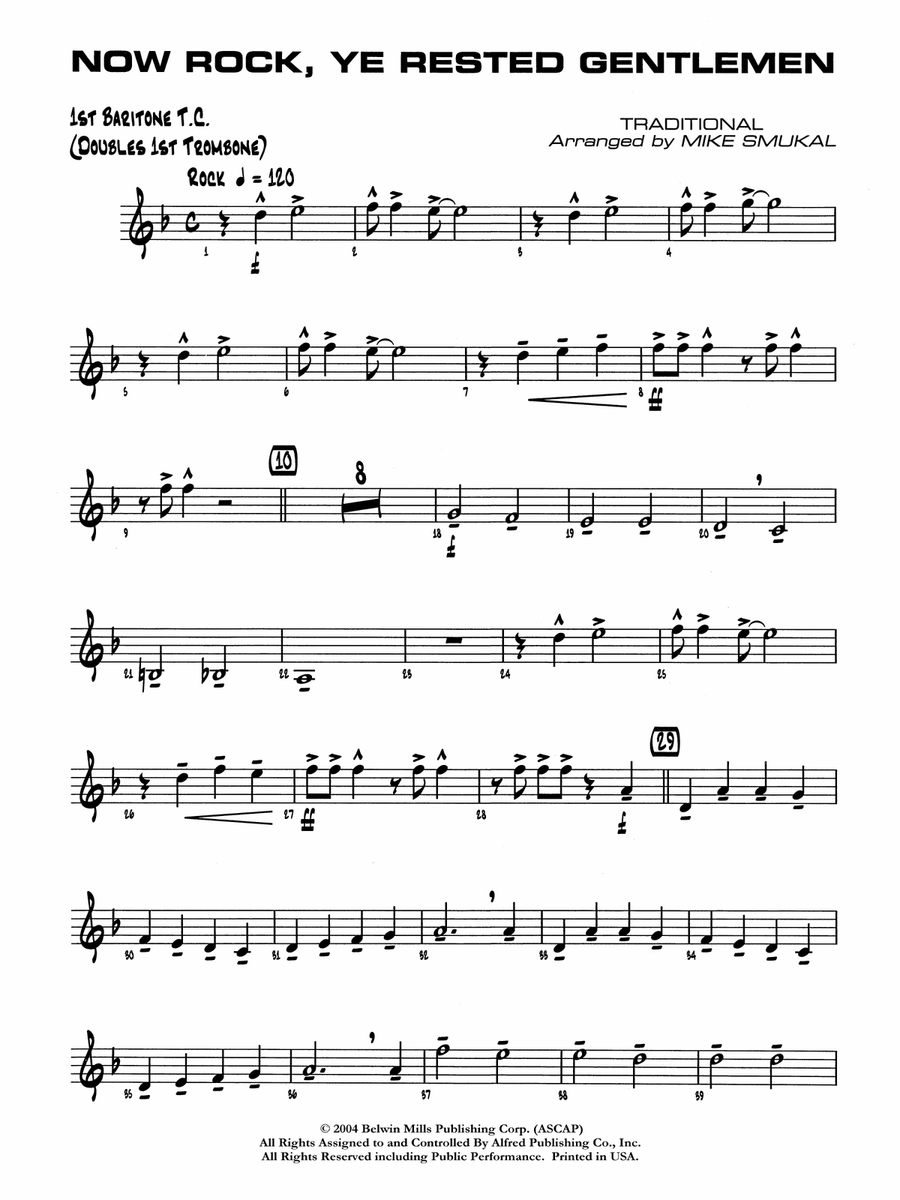 Now Rock, Ye Rested Gentlemen: Baritone T.C.