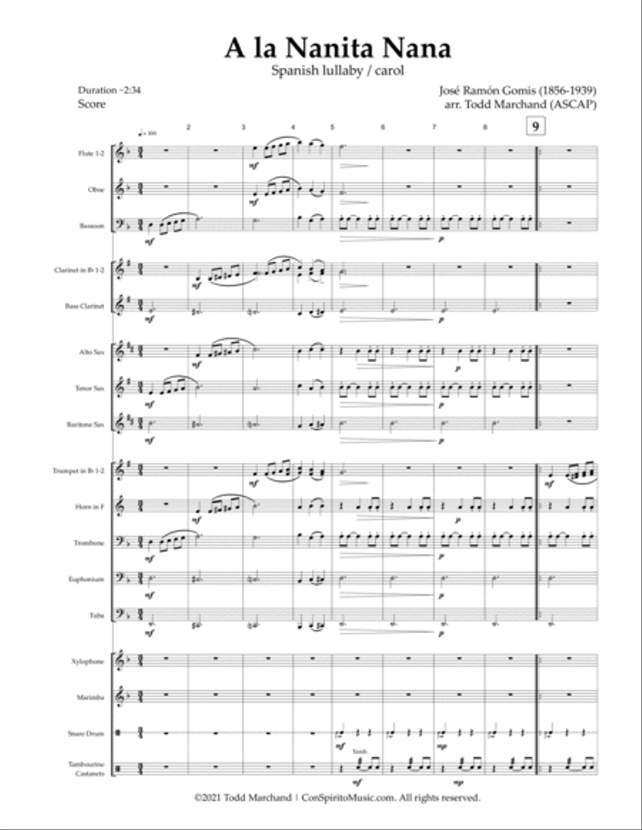 A la Nanita Nana — concert band image number null