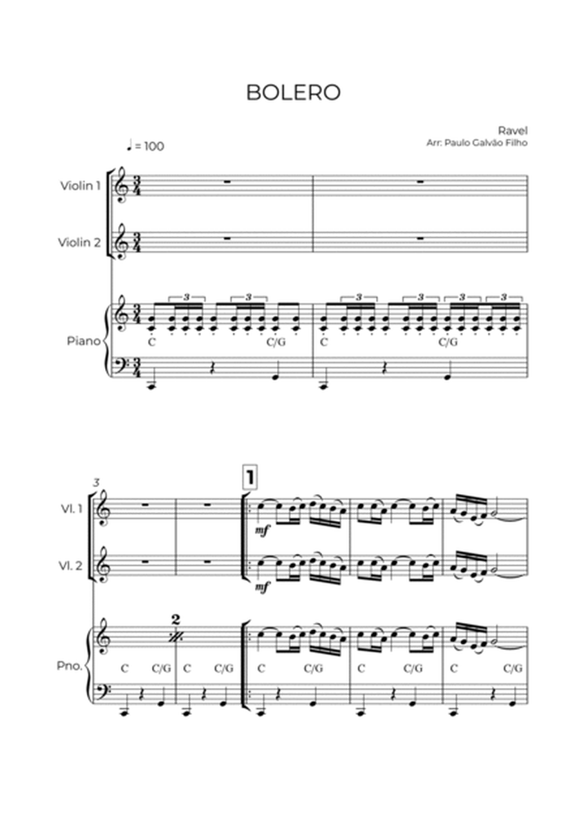 BOLERO - RAVEL - STRING PIANO TRIO (VIOLIN 1, VIOLIN 2 & PIANO) image number null