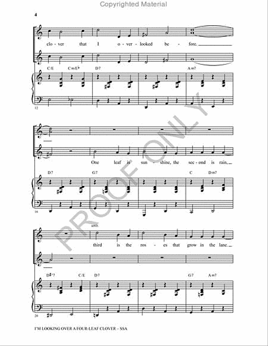 I'm Looking Over a Four Leaf Clover SSA scores gallery preview page 3