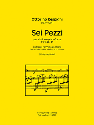 Book cover for Sei Pezzi für Violine und Klavier op. 31 P 31