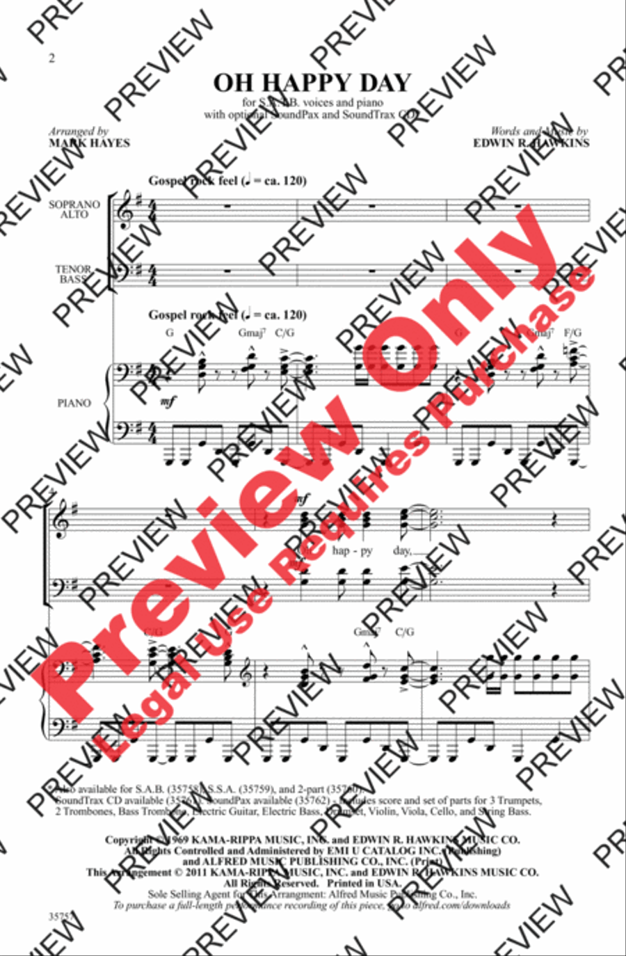 Oh Happy Day Oh Happy Day 4-Part scores gallery preview page 2