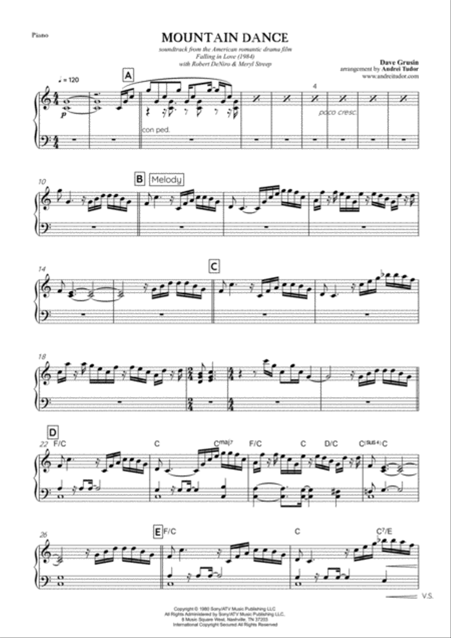 Mountain Dance Piano Solo scores gallery preview page 1