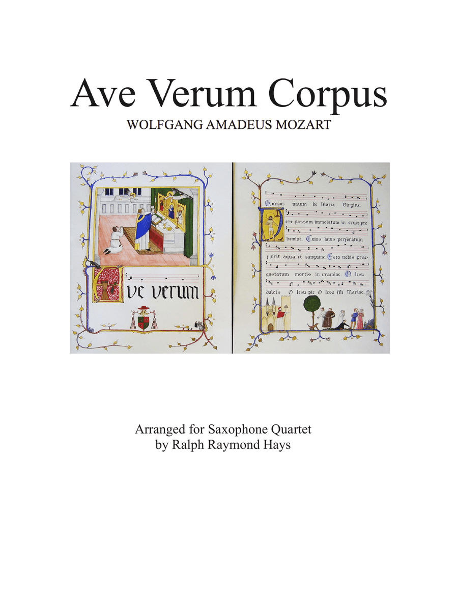 Ave Verum Corpus, KV 618 (1791) for saxophone quartet Saxophone Quartet scores gallery preview page 1