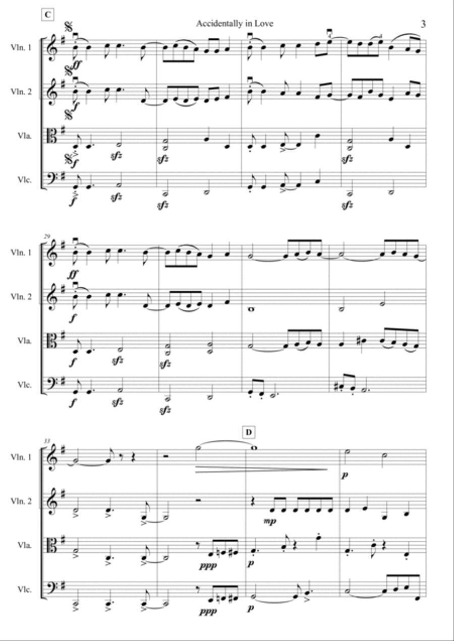 Accidentally In Love String Quartet scores gallery preview page 4