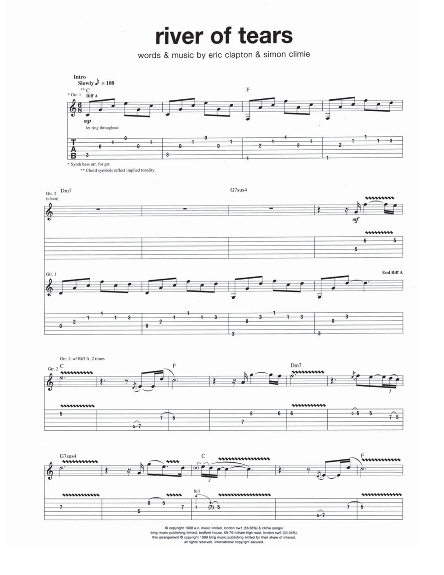 River Of Tears Guitar Tablature scores gallery preview page 1