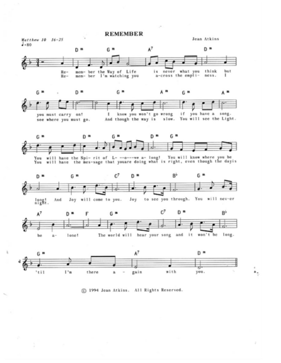 Remember Soprano Voice scores gallery preview page 1