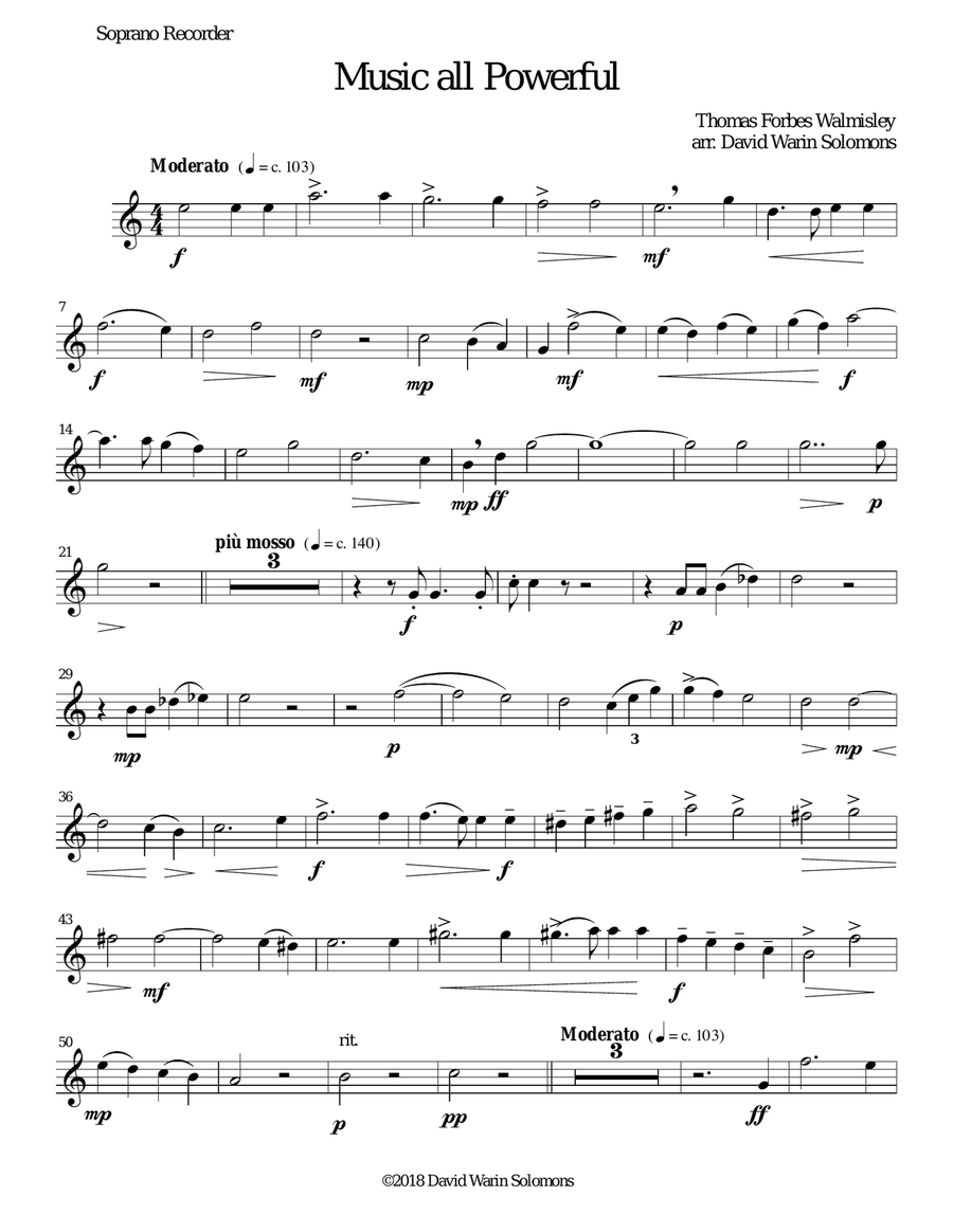 Music all powerful for recorder quartet Small Ensemble scores gallery preview page 6