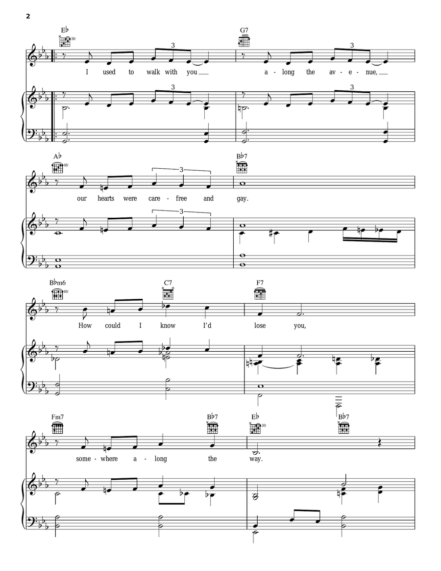 Somewhere Along The Way Piano, Vocal, Guitar scores gallery preview page 2