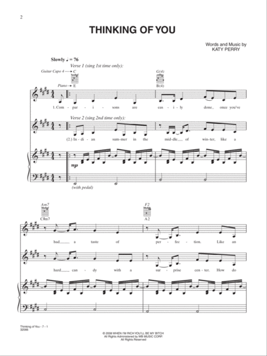 Thinking of You Thinking of You Piano, Vocal, Guitar scores gallery preview page 1