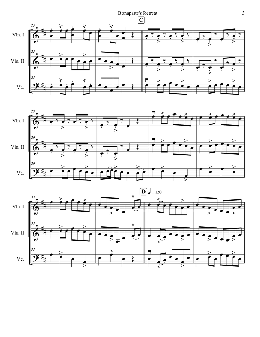 Bonaparte's Retreat String Trio scores gallery preview page 3