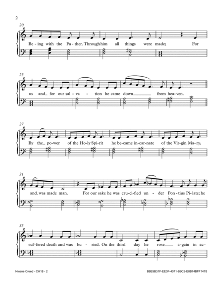 The Nicene Creed (Credo) Unison Choir scores gallery preview page 2