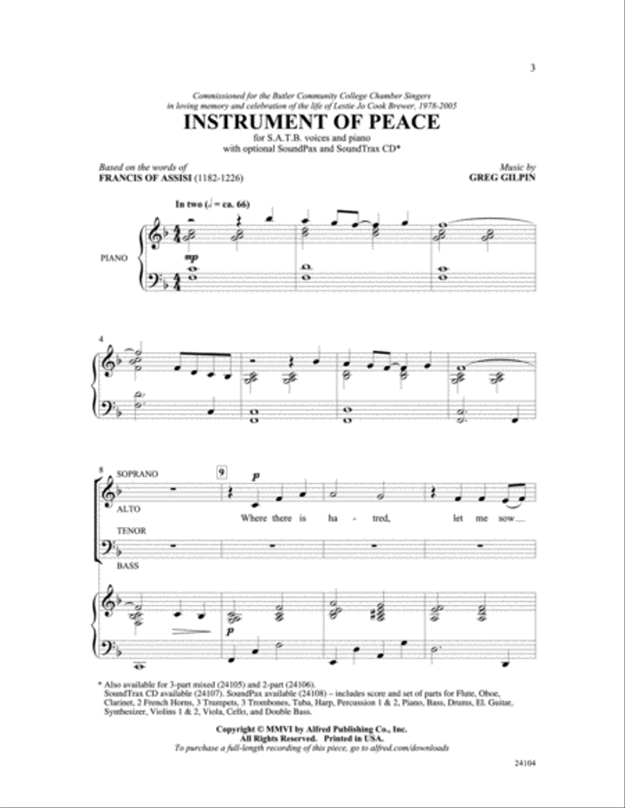 Instrument of Peace 4-Part scores gallery preview page 15