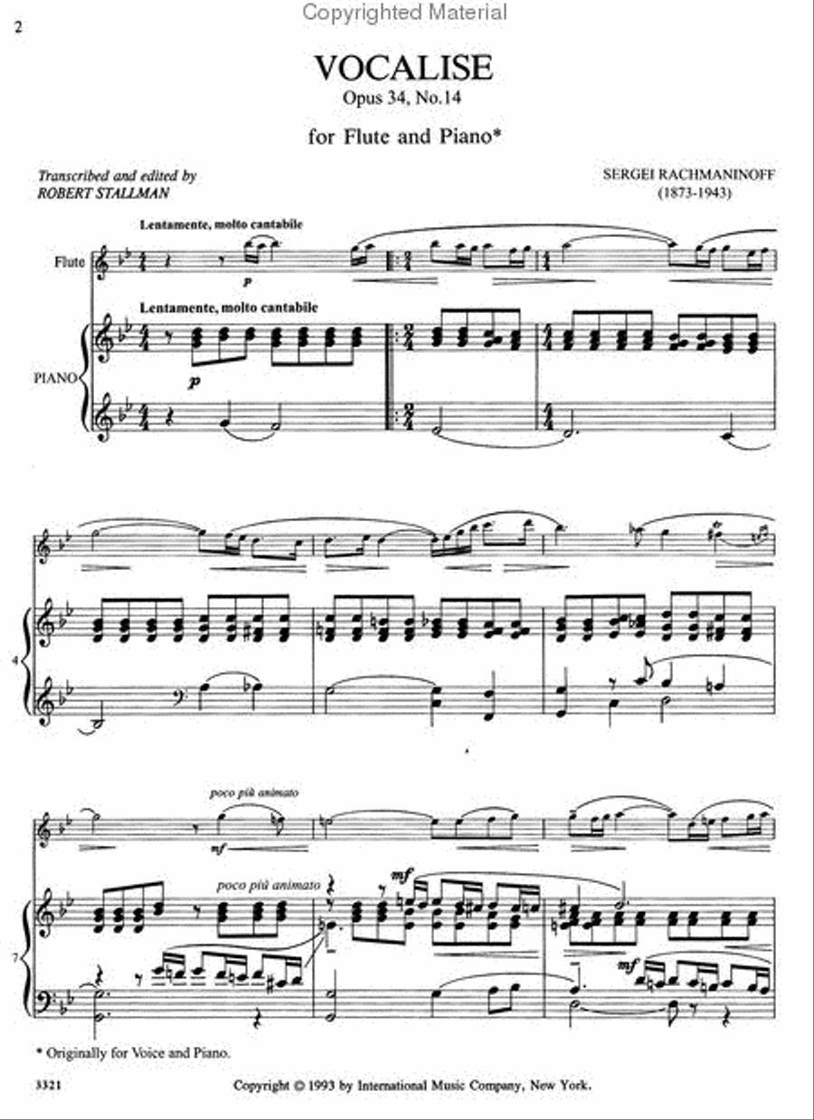 Vocalise, Opus 34 No. 14 Flute Solo scores gallery preview page 3