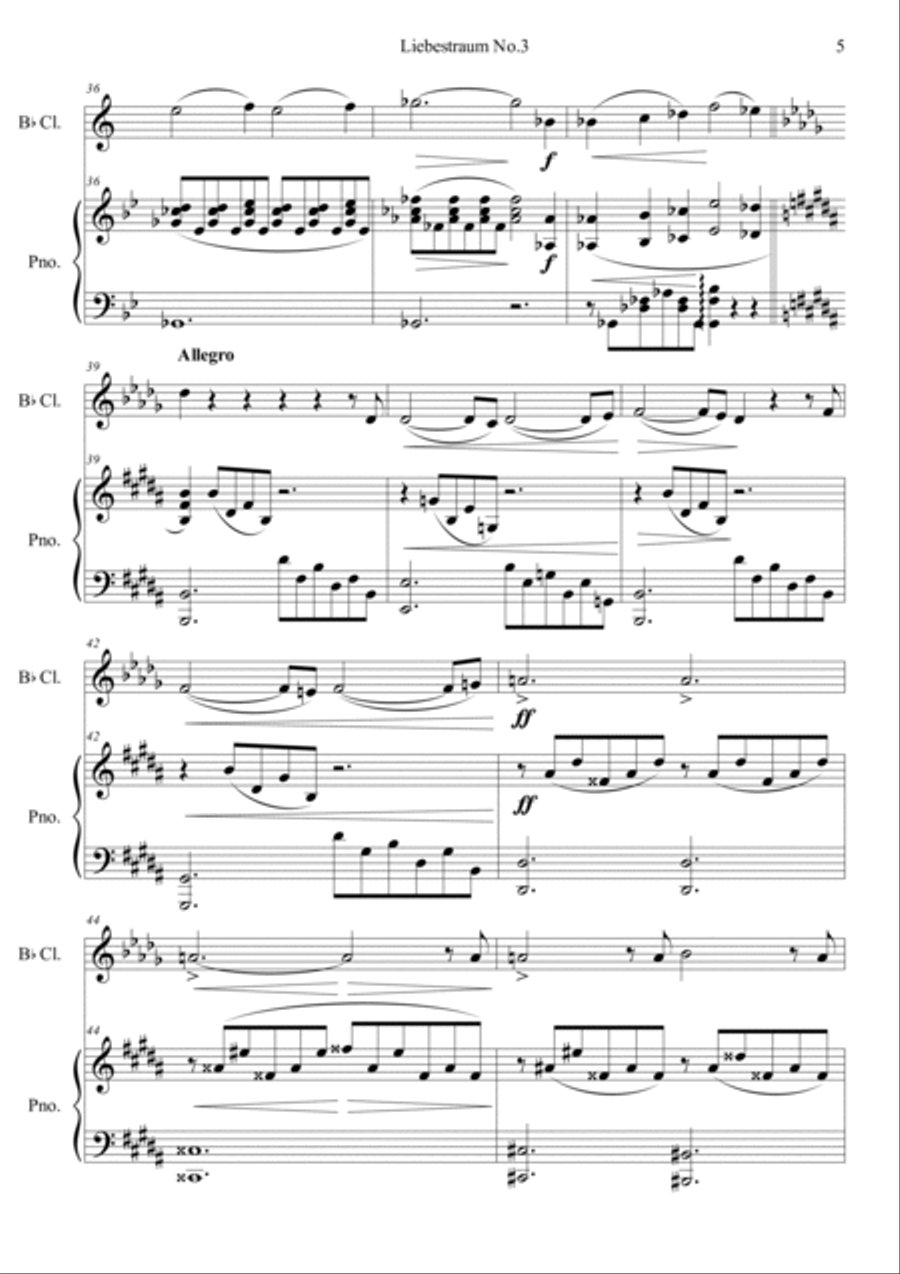 Liebestraum, S.541 No.3 in G Clarinet Solo scores gallery preview page 5
