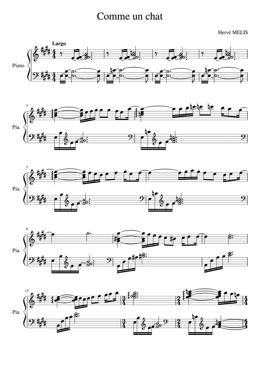 comme un chat Piano Solo scores gallery preview page 1