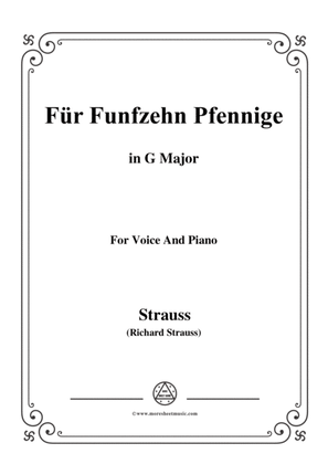 Book cover for Richard Strauss-Für Funfzehn Pfennige in G Major,for Voice and Piano