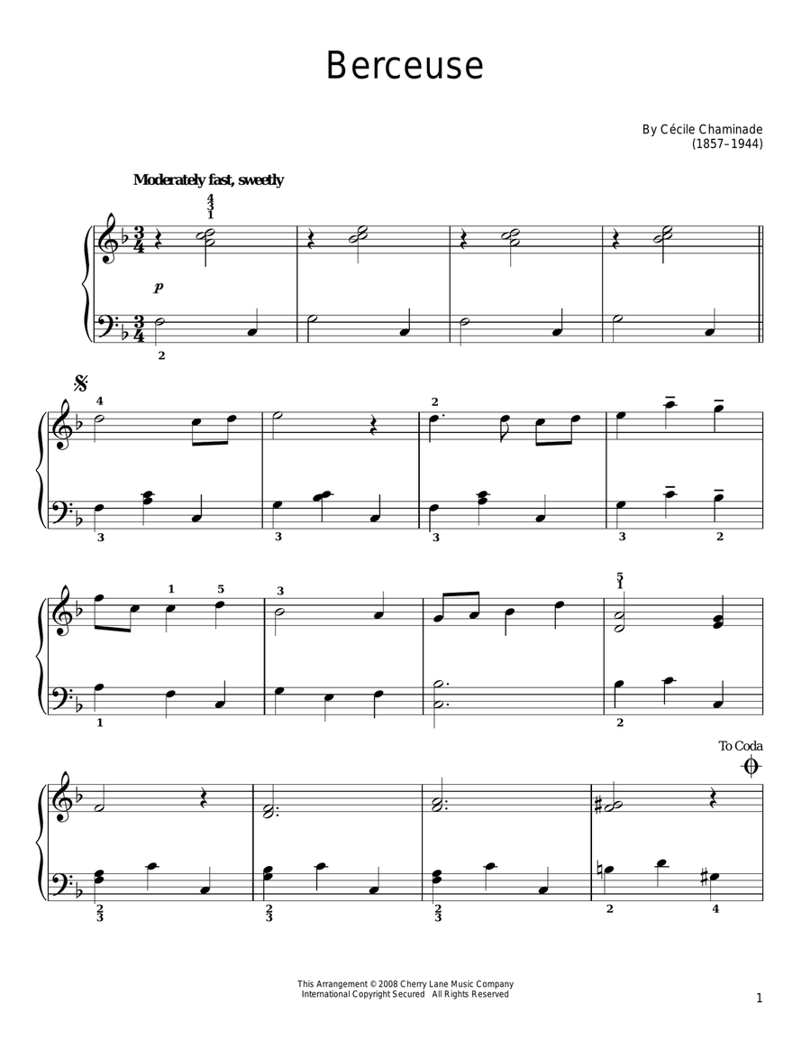 Berceuse Berceuse Easy Piano scores gallery preview page 1