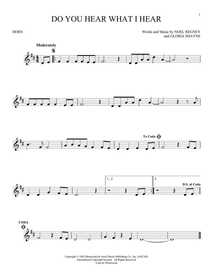 Do You Hear What I Hear Do You Hear What I Hear Horn Solo scores gallery preview page 1