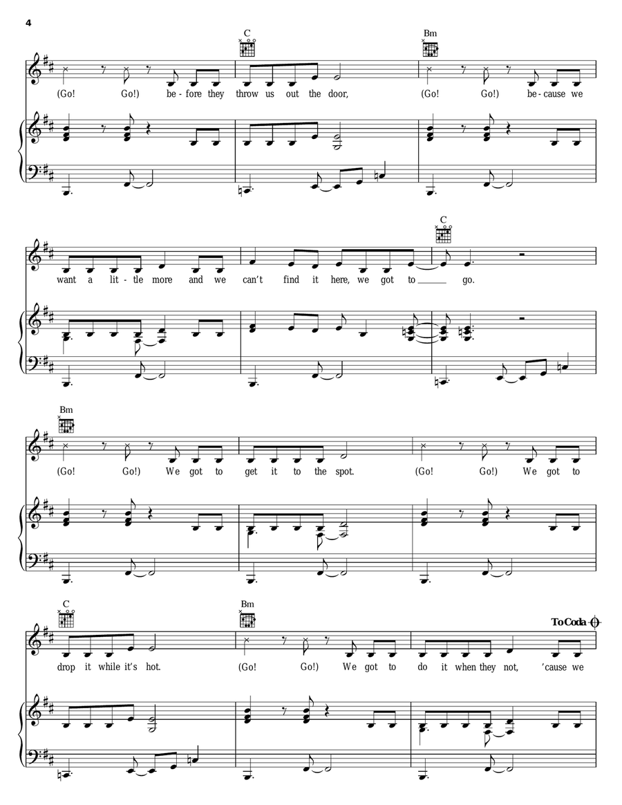 Go! Go! Piano, Vocal, Guitar scores gallery preview page 4