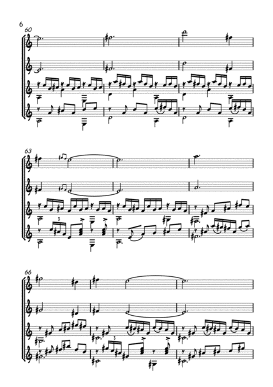 Recuerdos de la Alhambra ( Guitar Quartet ) Small Ensemble scores gallery preview page 6