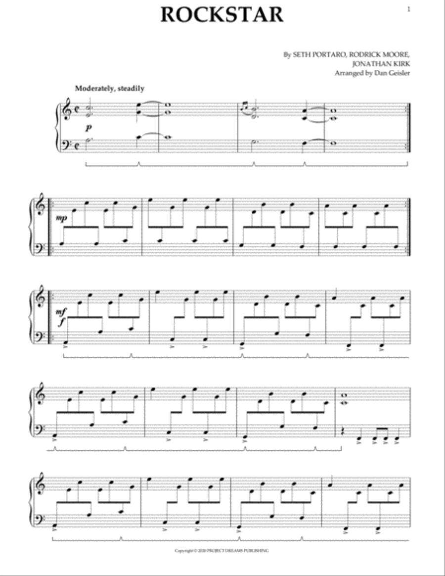 Rockstar Piano Solo scores gallery preview page 1