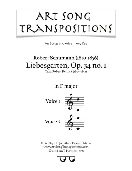 SCHUMANN: Liebesgarten, Op. 34 no. 1 (transposed to F major)