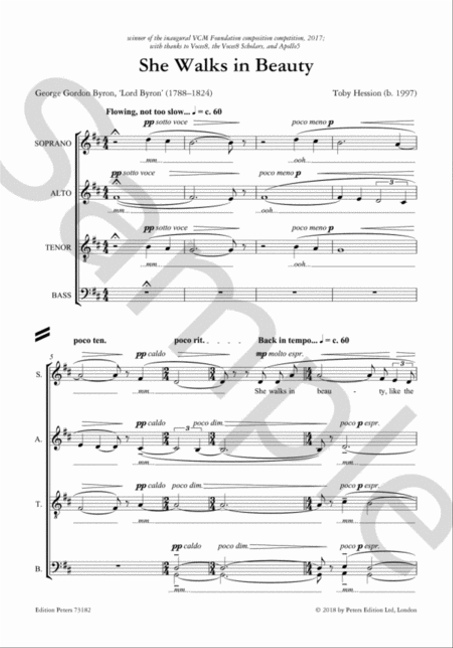 She Walks in Beauty 4-Part scores gallery preview page 3
