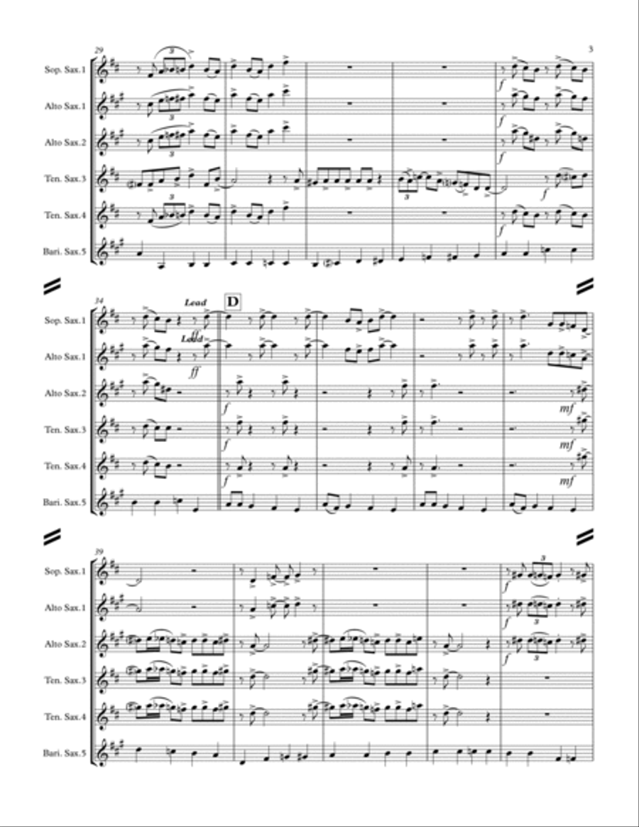 Boogie Woogie Santa Claus Saxophone Quintet scores gallery preview page 4