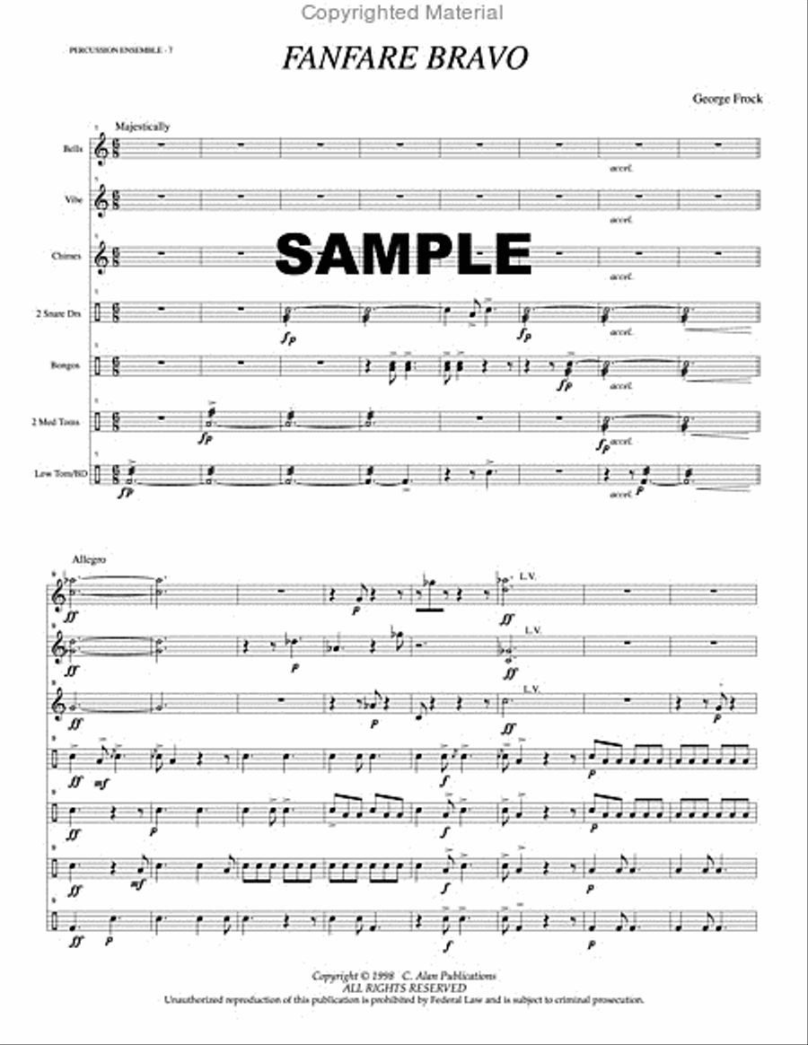 Fanfare Bravo (score only) Percussion Ensemble scores gallery preview page 2