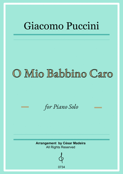 O Mio Babbino Caro by Puccini - Piano Solo - W/Chords (Full Score) image number null