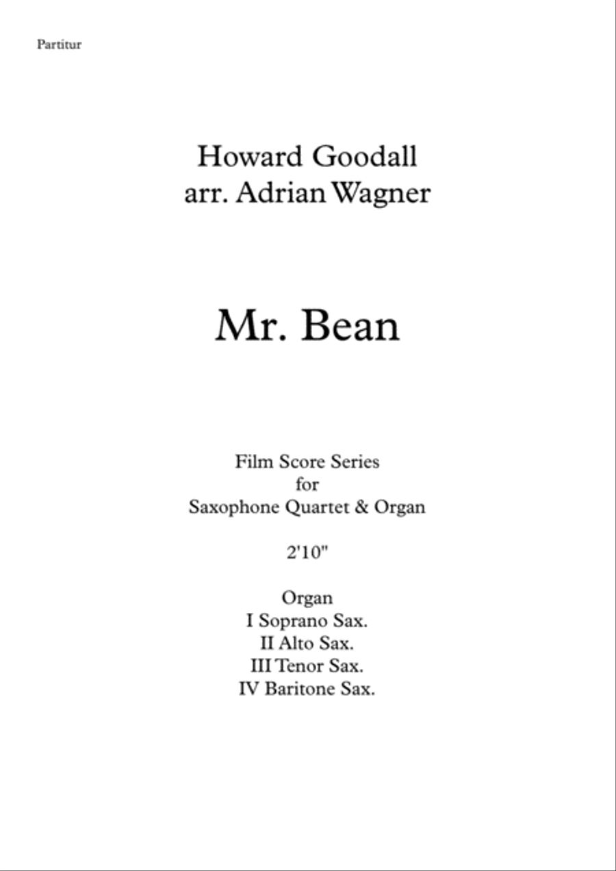 Mr. Bean Animated Series Theme Saxophone Quartet scores gallery preview page 2