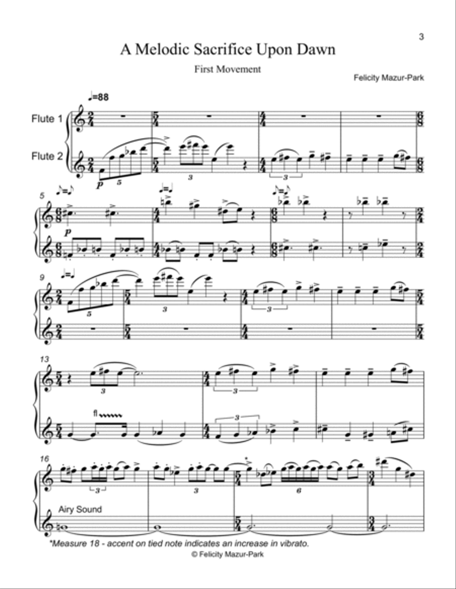 A Melodic Sacrifice Upon Dawn Flute Duet scores gallery preview page 3