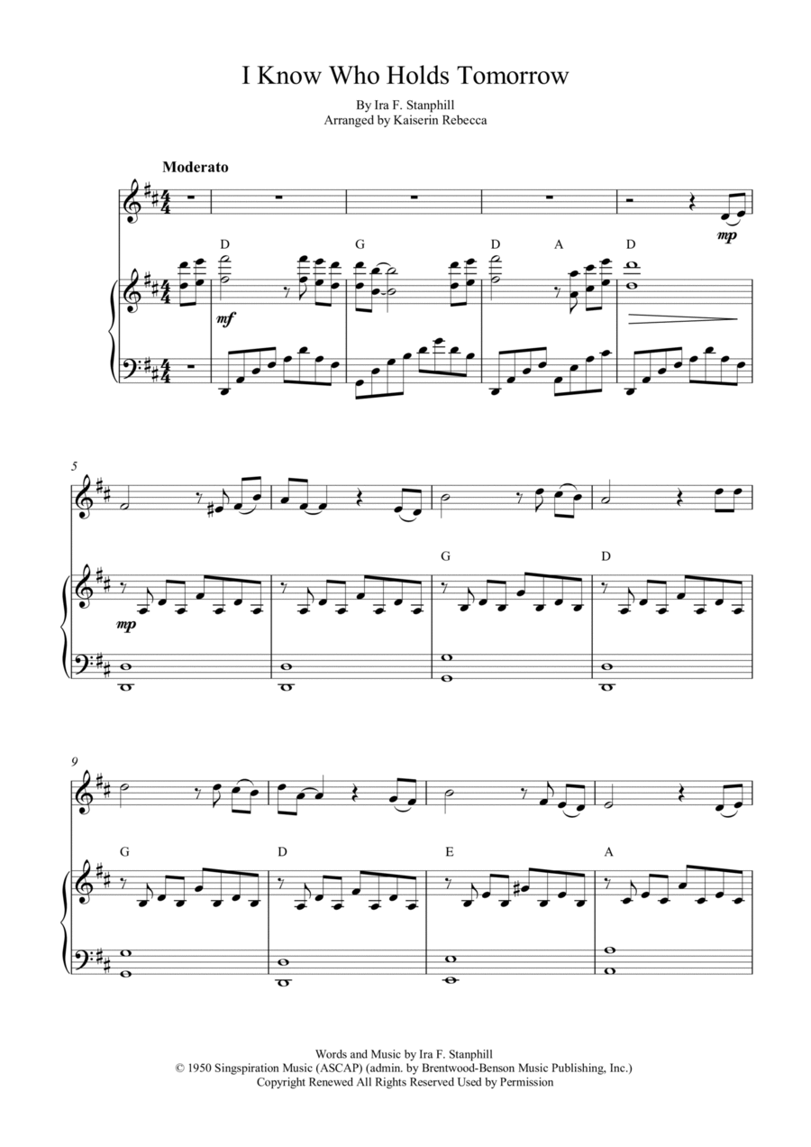 I Know Who Holds Tomorrow Violin Solo scores gallery preview page 1