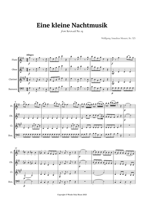 Book cover for Eine kleine Nachtmusik by Mozart for Woodwind Quartet