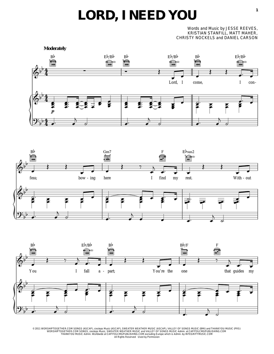 Lord, I Need You Guitar scores gallery preview page 1