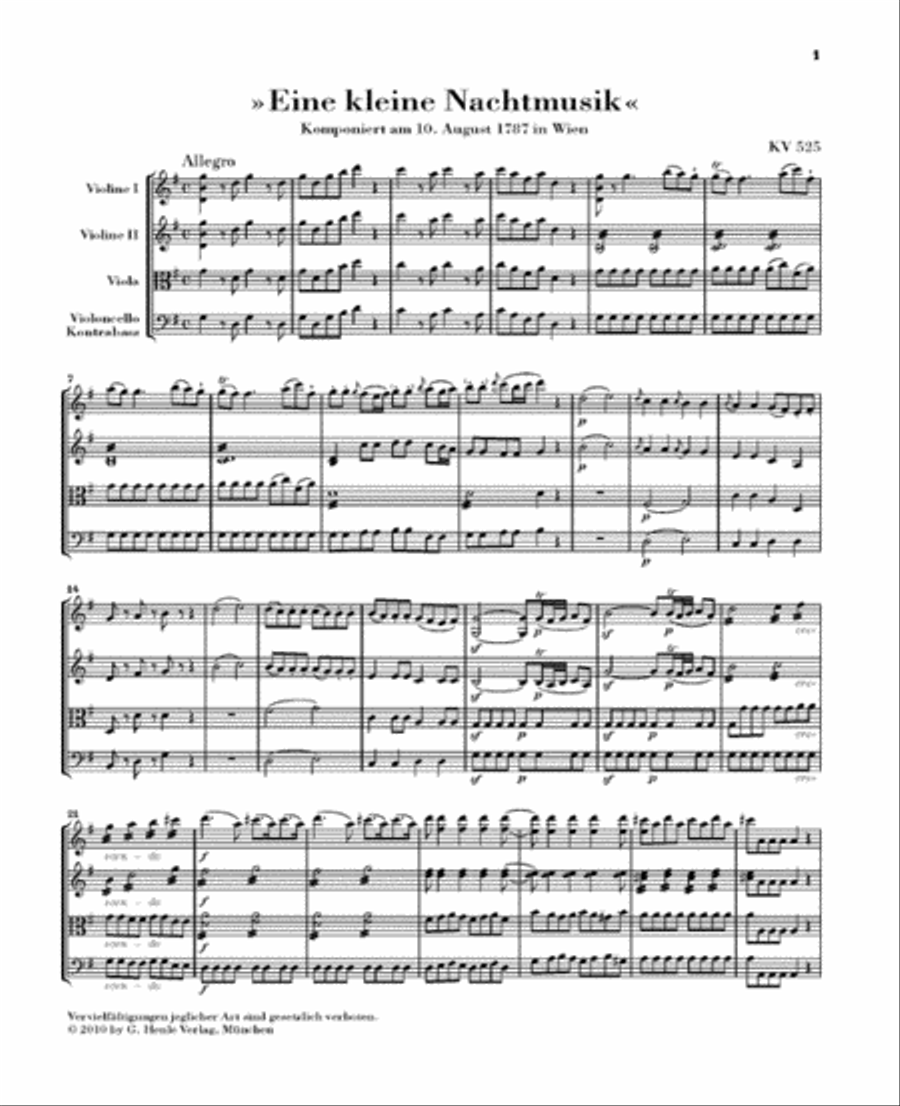 Divertimento K525 “Eine kleine Nachtmusik” Violin scores gallery preview page 2
