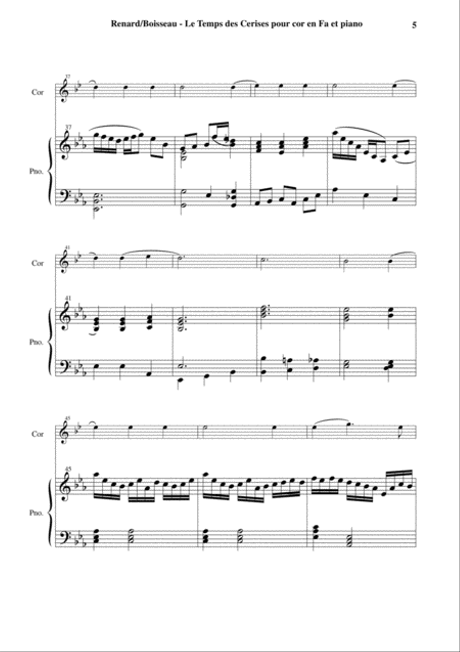 Antoine Renard: Le Temps des Cerises, arranged for F horn and piano Horn scores gallery preview page 5