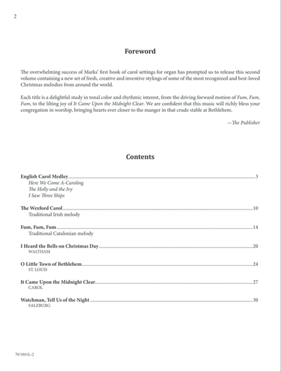 Mark Hayes: Carols for Organ, Vol. 2 Organ scores gallery preview page 2