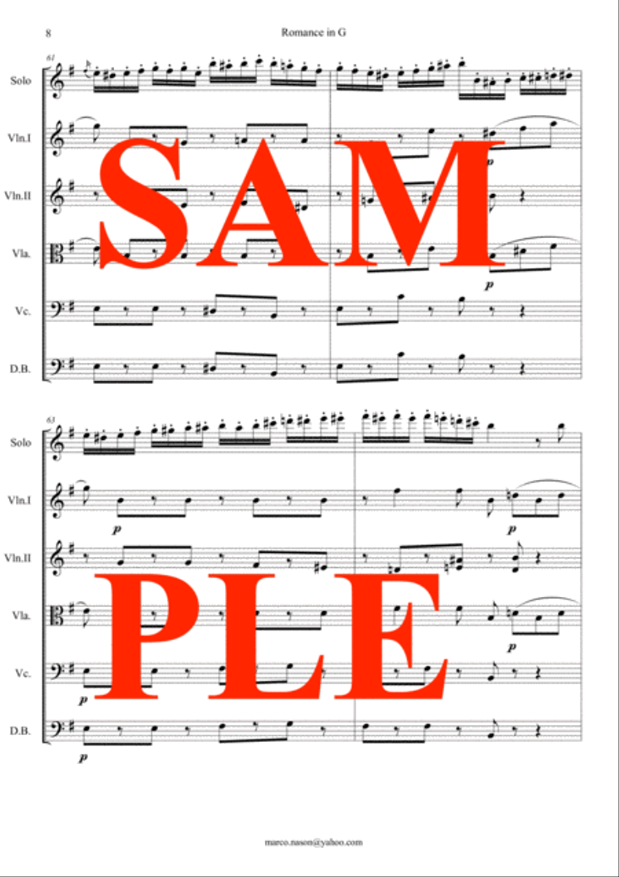 Beethoven Romance in G for violin and strings op.40 String Orchestra scores gallery preview page 2