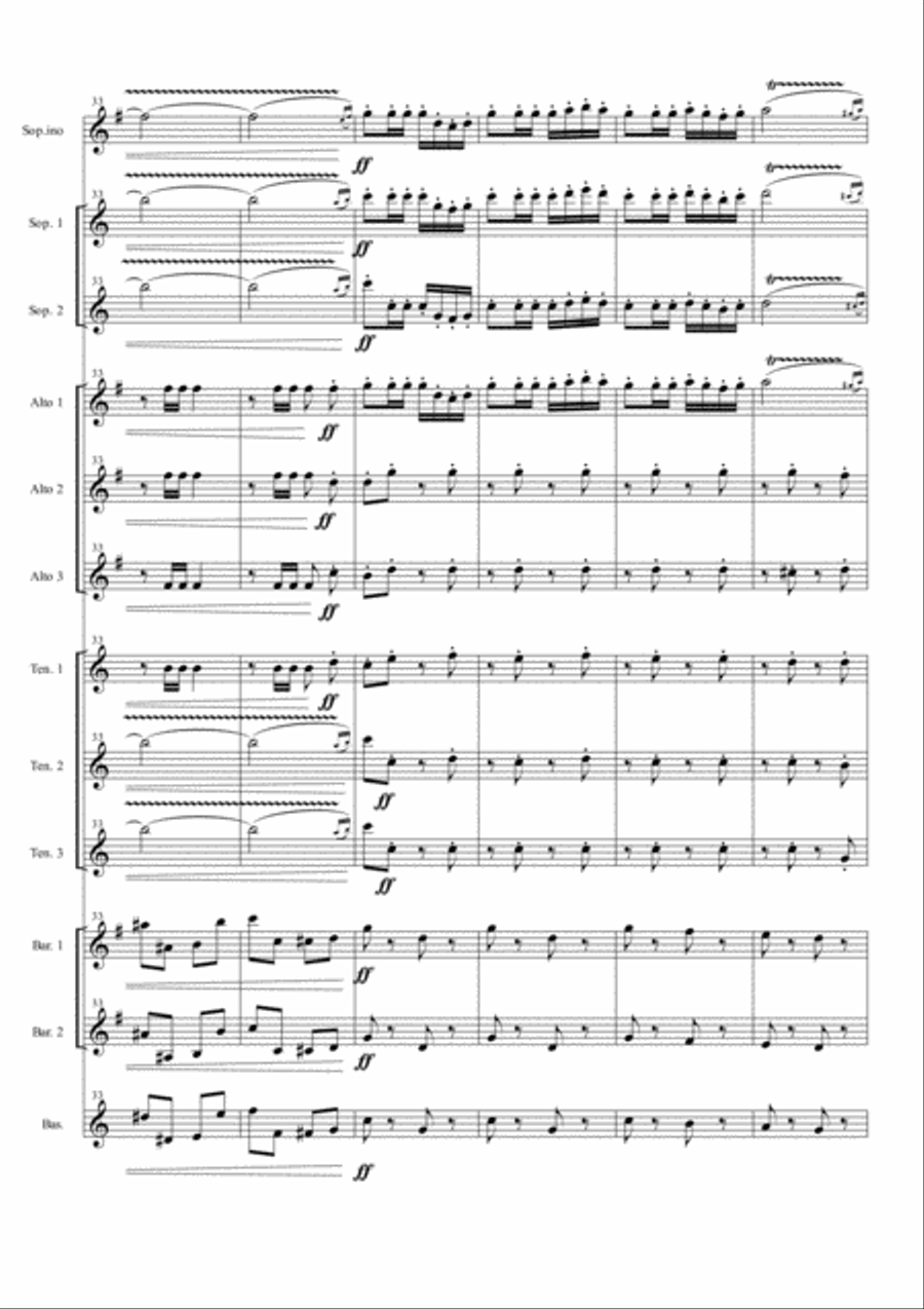 Carmen Overture (Prelude) for Saxophone Ensemble Woodwind Ensemble scores gallery preview page 6