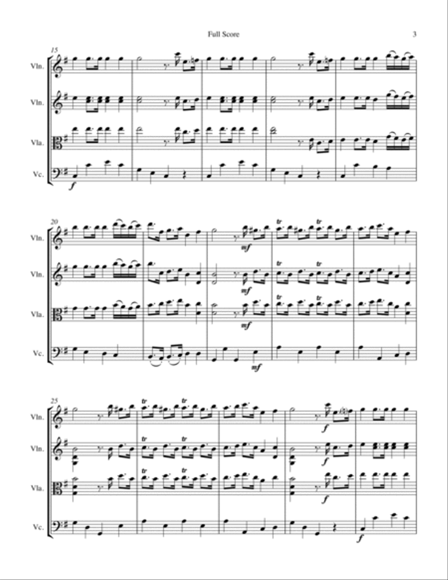 MARCH FROM THE MARRIAGE OF FIGARO, Mozart, String Trio, Intermediate Level for 2 violins and cello String Trio scores gallery preview page 5