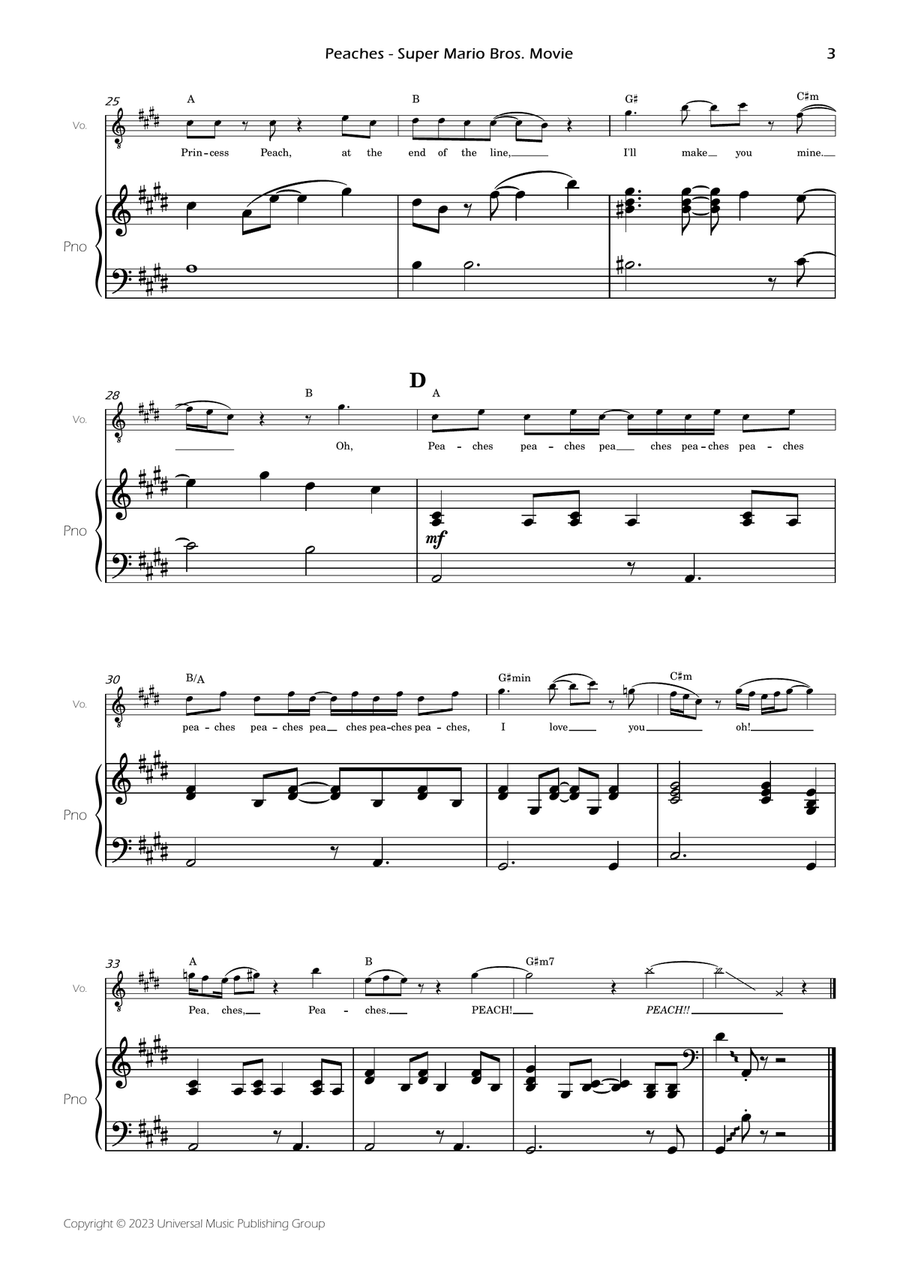 Peaches Piano, Vocal scores gallery preview page 5