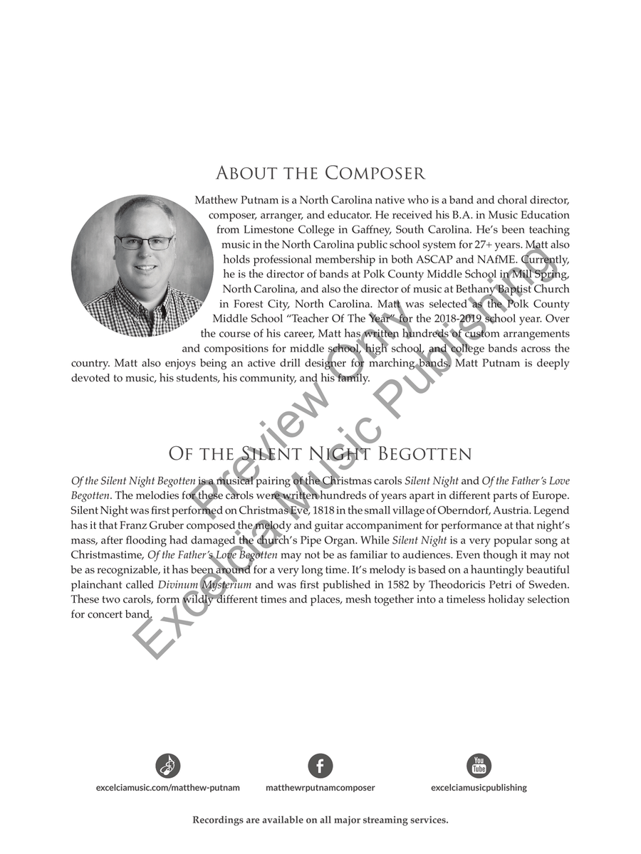 Of the Silent Night Begotten Concert Band scores gallery preview page 3