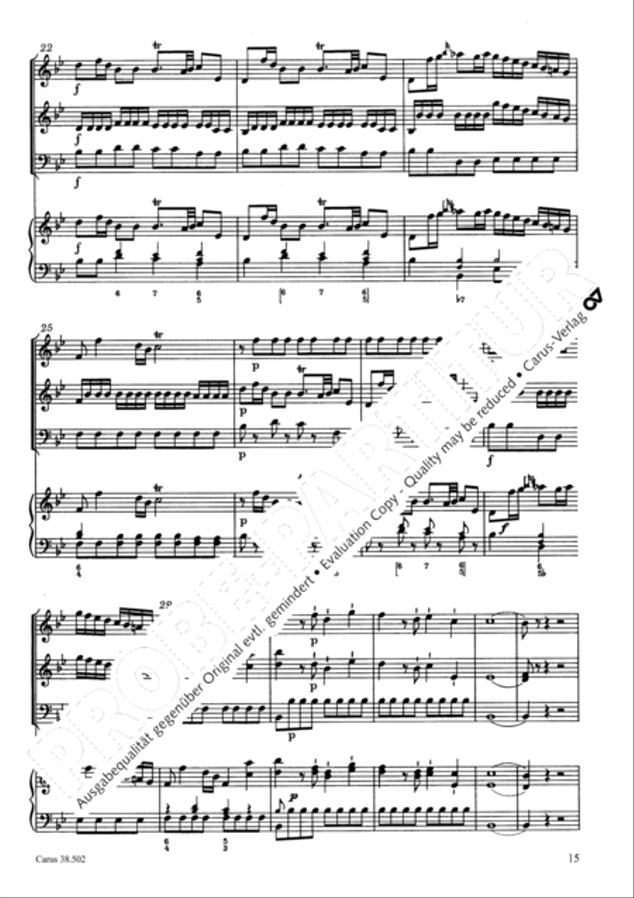 Organ Concerto in B flat major (Orgelkonzert in B) Violin scores gallery preview page 18