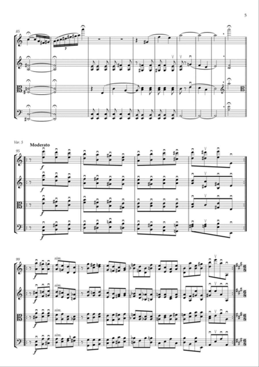 Variations on a Theme by Paganini String Quartet scores gallery preview page 5